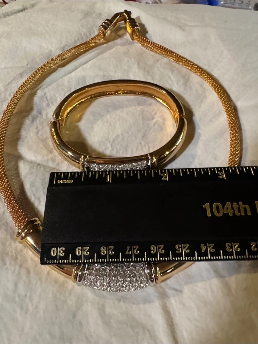 Vintage 1980’s Swarovski Gold-Tone Crystals Mesh Necklace and Bracelet Set - Picture 10 of 10
